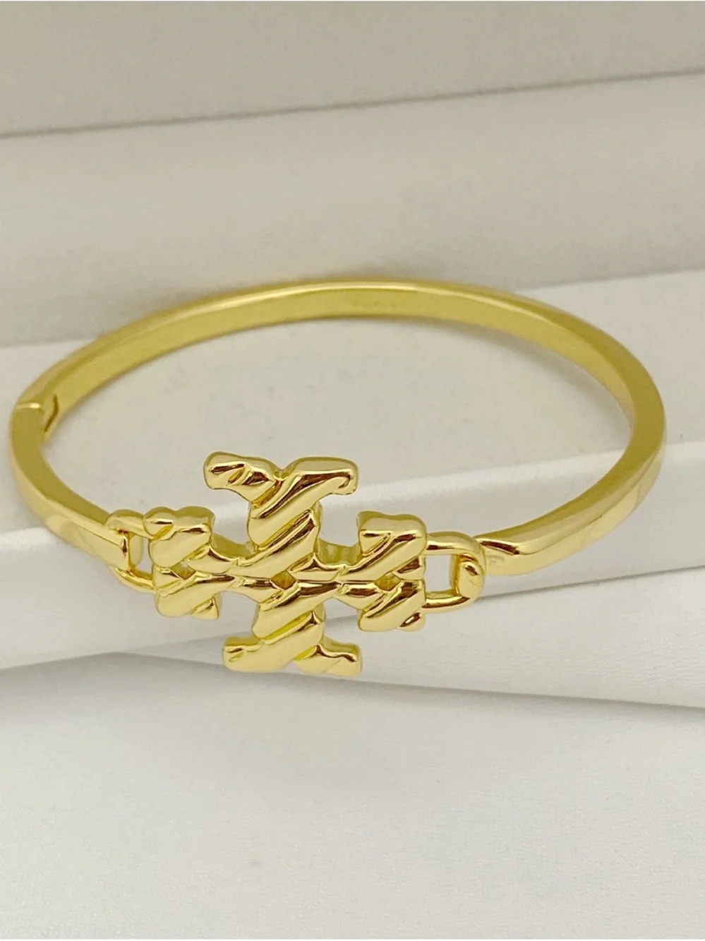 Tory Burch Gold-tone Logo Cuff Bracelet